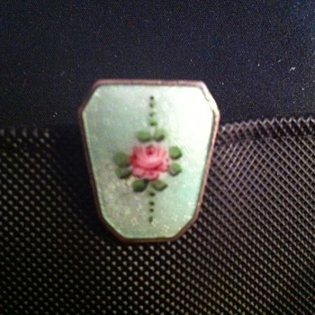 Guilloche Enamel Clip - Costume Jewelry