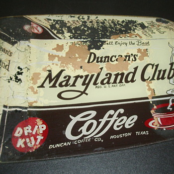 Maryland and Club Coffee Advertising Glass