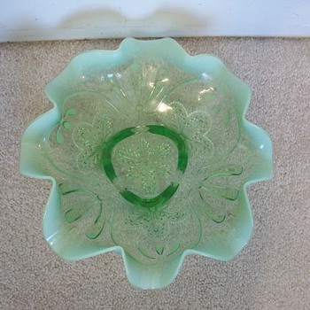 Ruffled Green Bowl~9"  Depression Glass? - Glassware