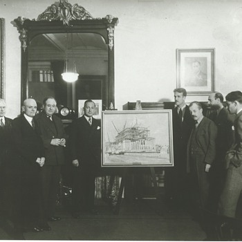 Dorsey Doniphan Presenting the First PWAP Painting Completed in Washington, D.C., to Treasury Officials, 1934 - Photographs