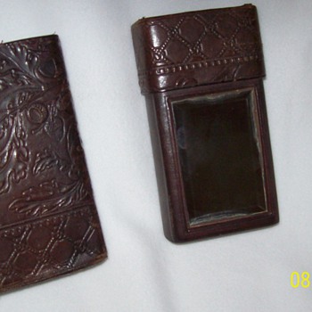 Tooled/Embossed Leather Travel Case with Beveled Mirror