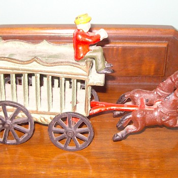 Iron Toy Wagon, horses & driver