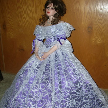 Porcelain Doll-25" Tall on Stand - Dolls