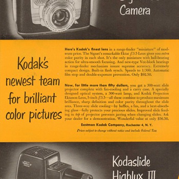 1953 - Kodak Camera & Projector Advertisement - Advertising