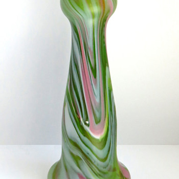 Rindskopf Acid-etched Pink and Green Marbled vase - Art Glass