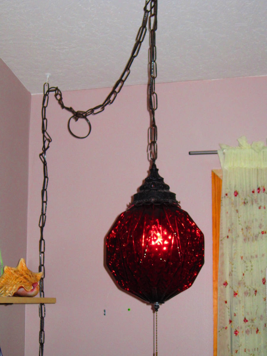 70's Ruby colored Swag Lamp (Kinda Gothic!) Collectors Weekly