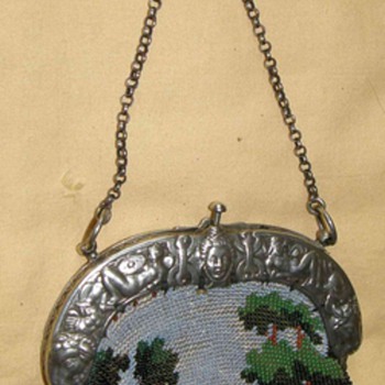 Civil War Time glass beads embroidered Purse