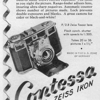 1952 - Zeiss "Contessa" Camera Advertisement - Advertising
