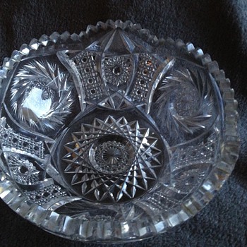 American Brilliant Cut Glass Bowl -Slightly Footed Base - Glassware