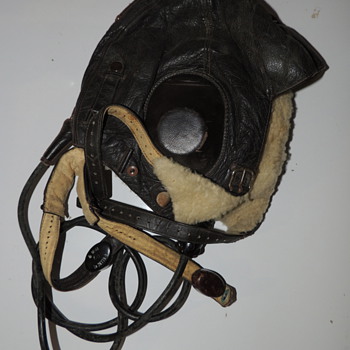 German Aviator Helmet with Chin Strap and Throat Microphone - Sieman's