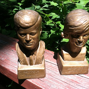 Vintage Antique John F. & Jackie Kennedy Bookends