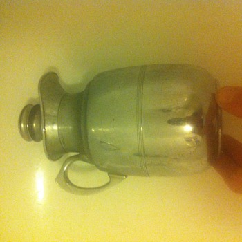 An original thermos jug decanter in stainless steel with glass inside and a cork stopper - Bottles