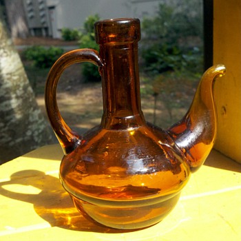 Pressed/blown amber syrup pitcher - Glassware