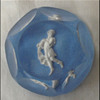 Baccarat 1955 " Aquarius " faceted zodiac sulphide paperweight