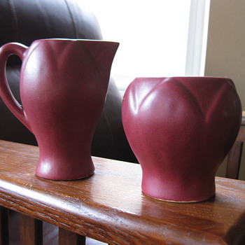 Unmarked Van Briggle Creamer Set - Art Pottery