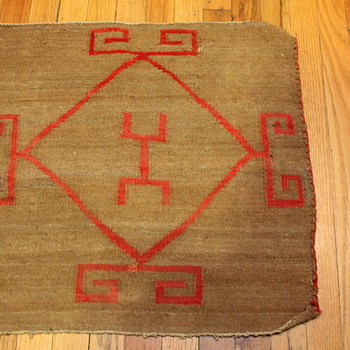 Small textile rug saddle blanket with red design - Rugs and Textiles