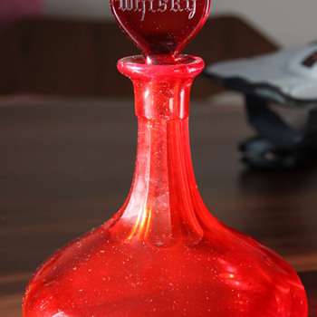 Ruby Glass Ship whisky decanter - Art Glass