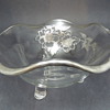 Martinsville Viking Rockwell Peony Silver Overlay 3 Toed Bowl