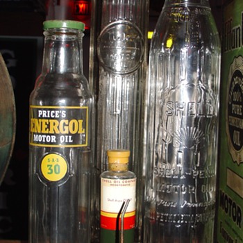 Shell, Tiolene And Energol Glass Oil Bottles - Petroliana