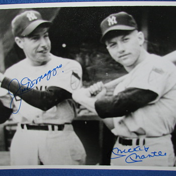 Autographed B&W Photo of Joe DiMaggio & Mickey Mantle