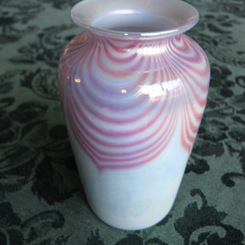 Pulled Feather art glass vase  - Art Glass