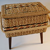 Vintage Sewing Box Footed w/Carrying Handle