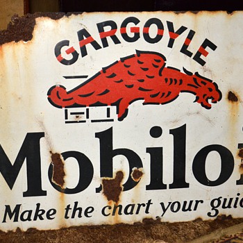 GARGOYLE Mobiloil 'Make the Chart Your Guide' Double-sided Porcelain Sign - Petroliana