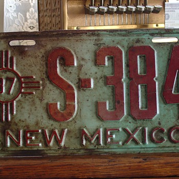 1937 New Mexico License Plate - Signs