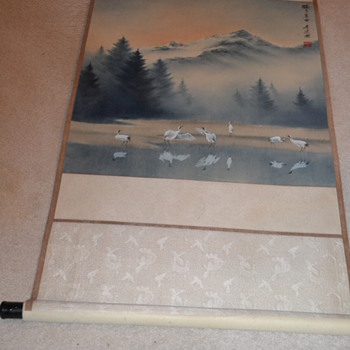 Asian painted Landscape Scroll
