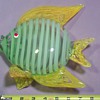 Glass fish, clear and green striped - yellow swirled fins