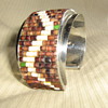 Heishe & turquoise zig-zag stainless steel cuff