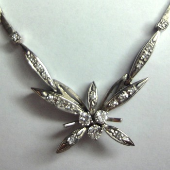 14K White Gold Butterfly Diamond Necklace. - Fine Jewelry