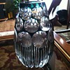 Heavy cut green to clear vase