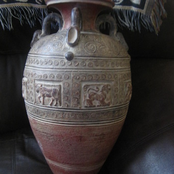 Antique Zodiac Dragon Symbol Stoneware Jar/ Jug / Vase