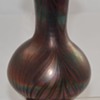 Amethyst Iridescent Art Glass Vase Hand Blown Ruffled Rim Unsigned Artist Unknown