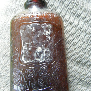 brown bottle 1 pint embossed in roses - Bottles
