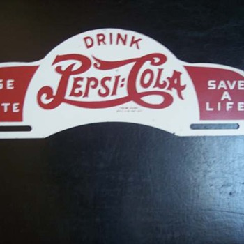 1940's Pepsi Cola License Plate topper - Signs