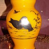 Kralik Chechoslavokia Acid Signed Vase with Silver Birds.