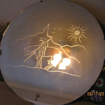 Vintage Mirror with "End of Trail" etching