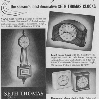 1950 Seth Thomas Clocks Advertisements