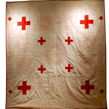Red Cross Signature Quilt - 1917 Dorcus S.S. - Folk Art