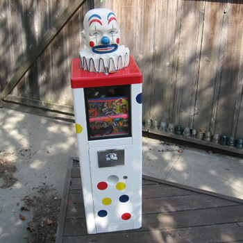 Vintage 1960's Circus Clown Head Vending Toy Prize Machine - Coin Operated