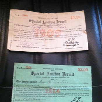 Old Canadian Fishing Licenses