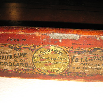 THE PARLOR GAME OF CROLARD ED.F. CARSON  US. PATENT SEP28,1897 NO.9765 - Games