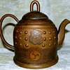 Antique Asian chased brass / copper teapot