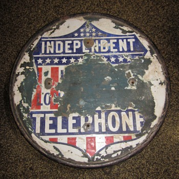 Independent Telephone Porcelain Top Advertisment Stool