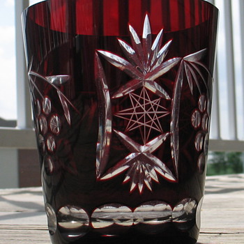 Bohemian Ruby Red Cut Crystal Old Fashioned - Art Glass