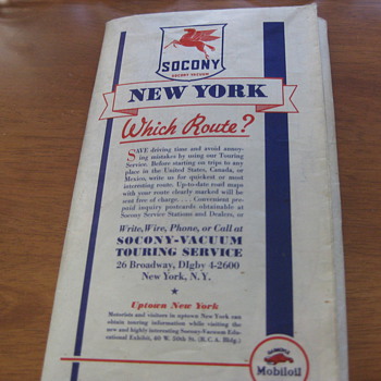 Mobil Gas (Socony Vacuum) Vintage (1936) NEW YORK map - Petroliana