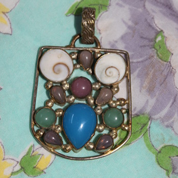 Silver Pendant with Gems and Shells Part II - Fine Jewelry