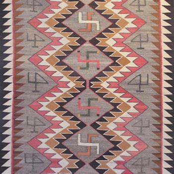 Navajo Rug (whirling logs) with Original Tag (1905)